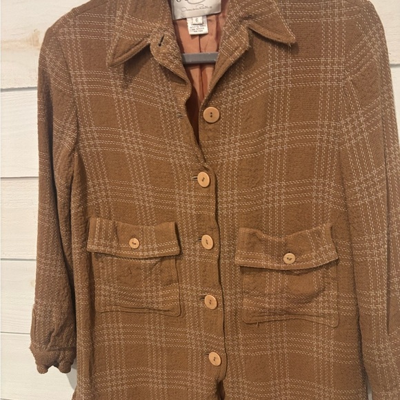 Oscar de la Renta Brown Plaid Blazer, button down in size 6 - Picture 10 of 16